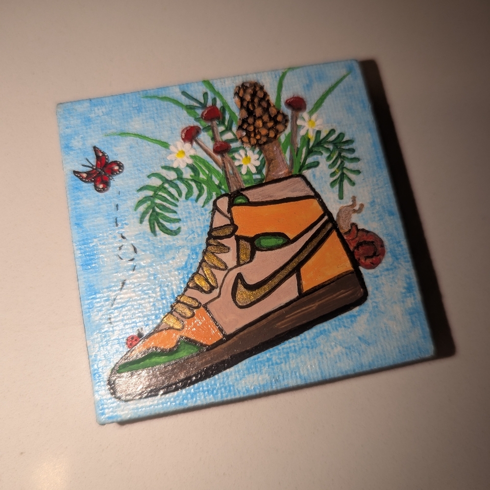 Hand-Painted Sneaker Art on Canvas